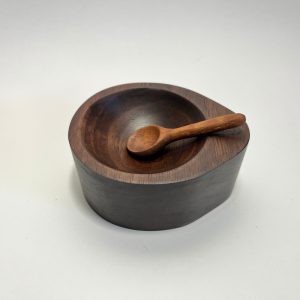 Product Image and Link for SALT CADDY with FREE Salt Spoon | Walnut Salt Cellar