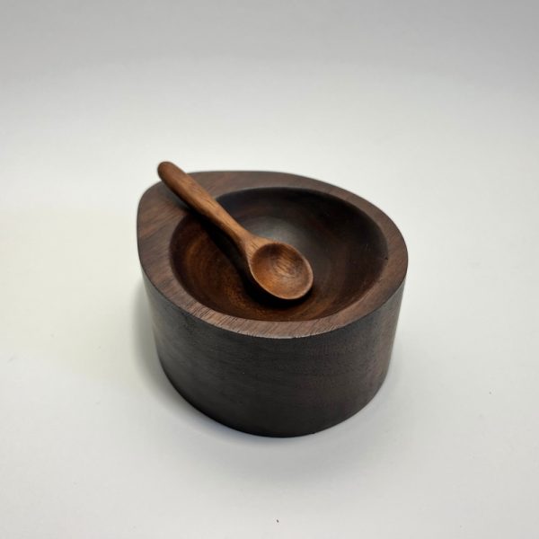 Product Image and Link for SALT CADDY with FREE Salt Spoon | Walnut Salt Cellar