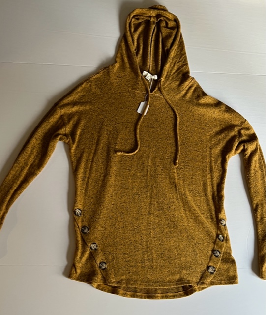 Product Image and Link for Women’s Stitch & Knot Gold Knit Hoodie (Size M) – Item 3113