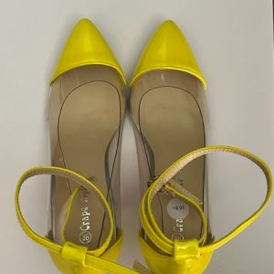 Product Image and Link for Crape Myrtle Neon Yellow/Clear Heels – Size 8