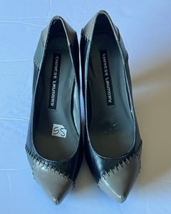 Product Image and Link for Chinese Laundry Black/Grey Stitch Pattern Heels – Size 5.5