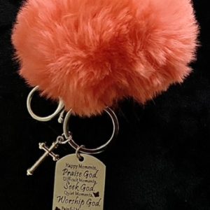 Product Image and Link for Don’t Forget Mom! May 14th! Peach Pom-Pom Key Chain w/Inspirational Quote