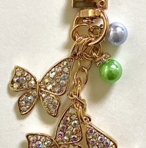 Product Image and Link for Don’t Forget Mom! May 14th! Cascading Gold Butterflies w/Pearlescent Rhinestone Studded Key Chain