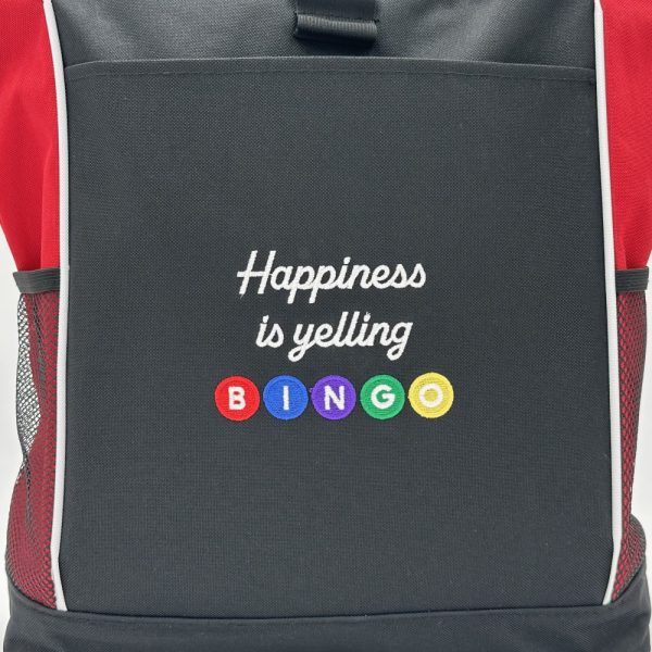 Product Image and Link for One-of-a-kind Design Panel Tote Bag Embroidered “Happiness is yelling BINGO”