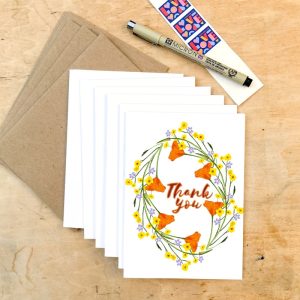 Product Image and Link for Thank You Cards with Wildflower Wreath – Set of Six Cards