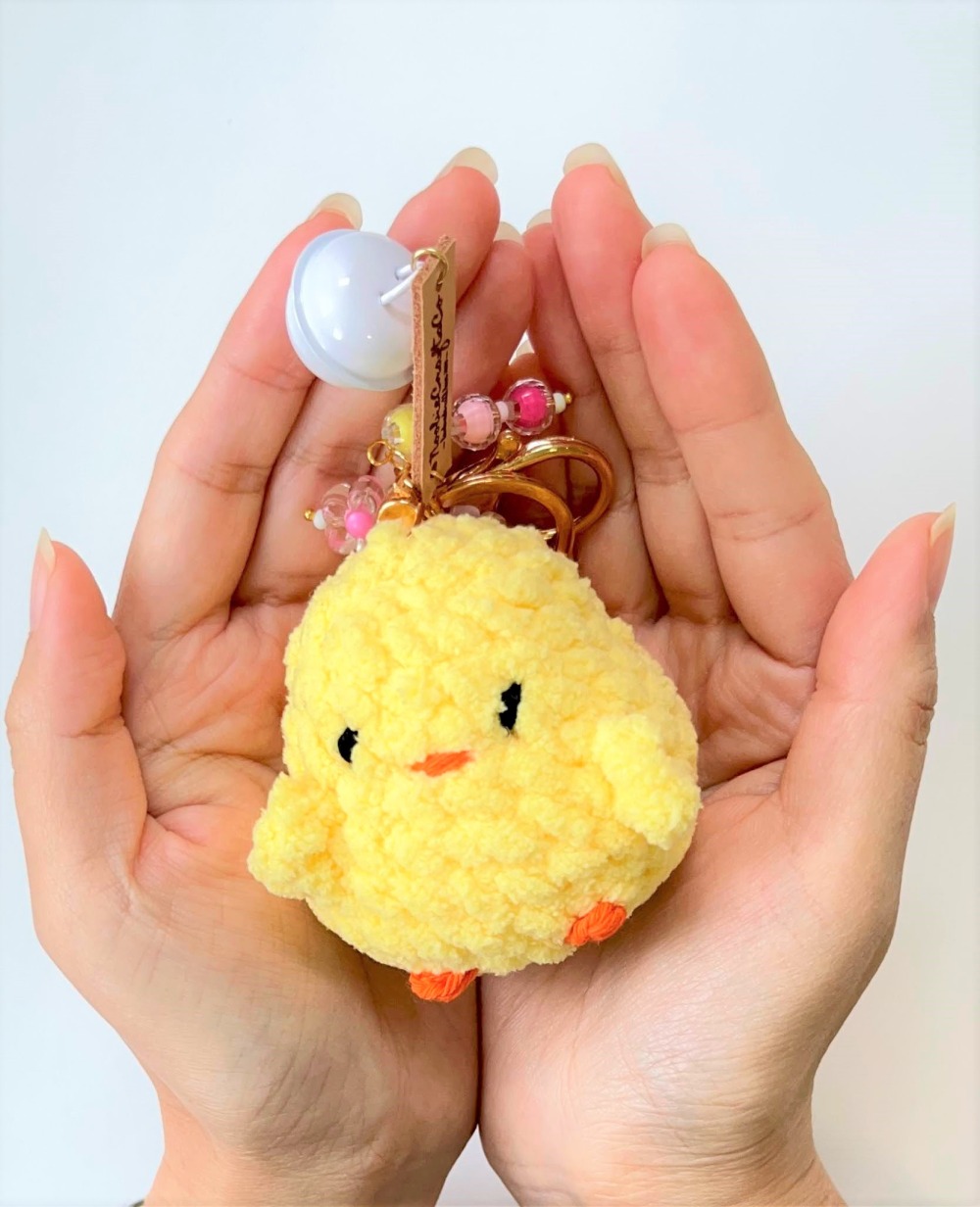 Mini Chick Crochet Plushie Keychain, Amigurumi