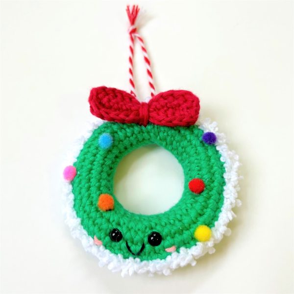 Product Image and Link for Handmade Crochet Christmas Wreath Ornament (Green)