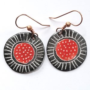 Product Image and Link for Round Red Amoebic Earrings