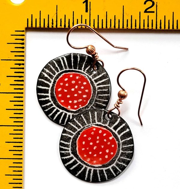 Product Image and Link for Round Red Amoebic Earrings