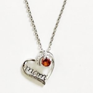 Product Image and Link for Don’t Forget Mom! May 14th! Mother’s Day Heart-Shaped Necklace w/Red and Clear Rhinestone Stainless Steel Chain