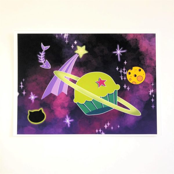 Product Image and Link for Muffin Milk Space Muffin Planet 5×7 inch Galaxy Sci-fi Print