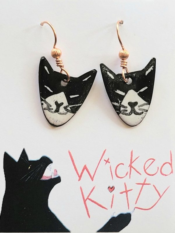 Product Image and Link for Wicked Tuxedo Kitty Earrings