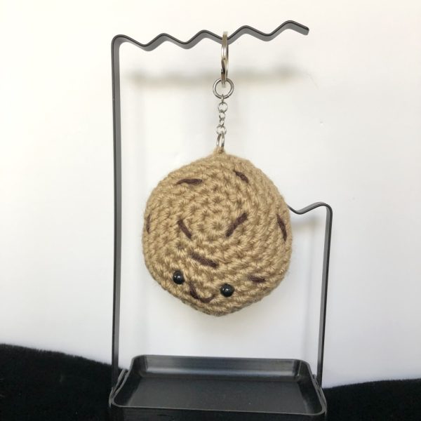 Product Image and Link for Yummy Chocolate Chip Cookie Dessert Food Yarn Keychain