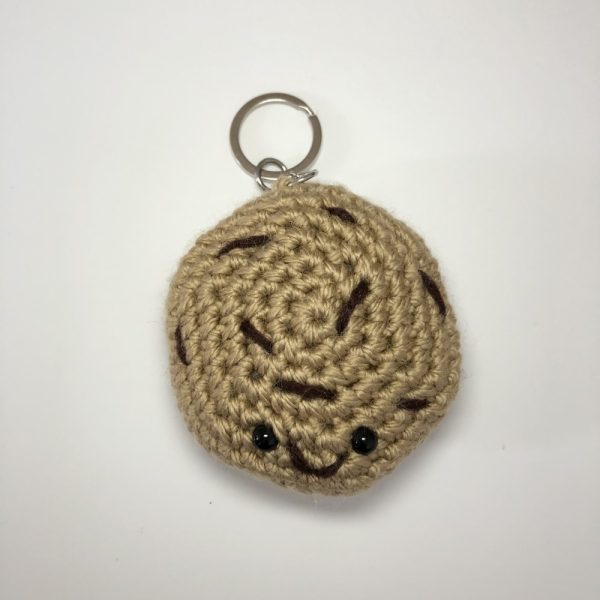 Product Image and Link for Yummy Chocolate Chip Cookie Dessert Food Yarn Keychain
