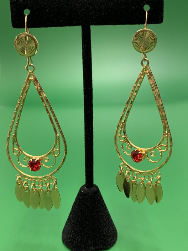 Product Image and Link for Red Stone Teardrop fancy Earrings