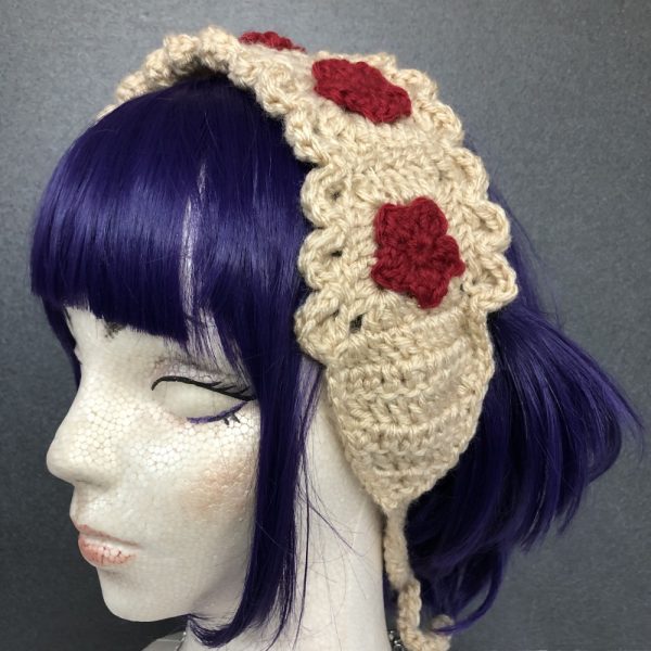 Product Image and Link for Crochet Flower Cottage Core Tan Color Headband Flower Girl