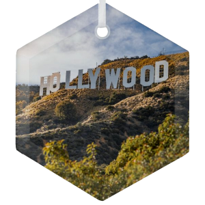 Product Image and Link for Hollywood Sign Glass Ornament