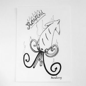 Product Image and Link for Ikayaki Yummy Roasted black and White Squid Food 5×7 inchprint