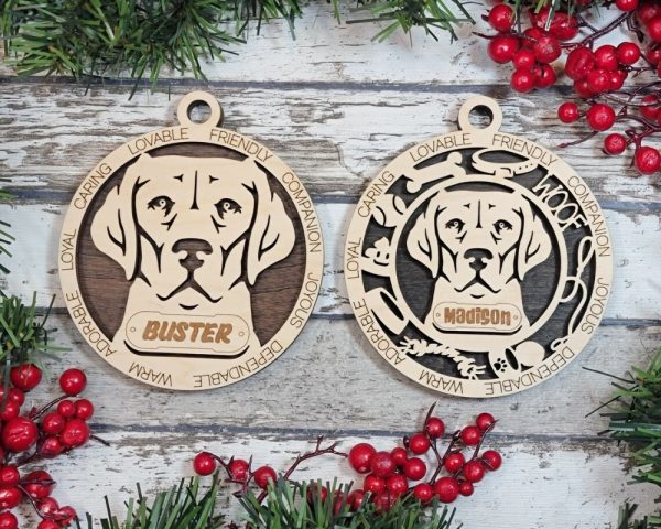 Product Image and Link for Handmade Wood Dog Ornament
