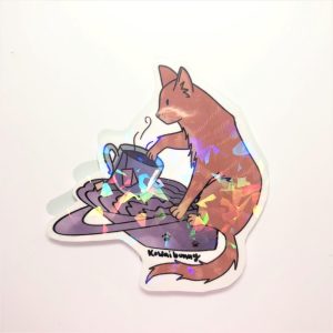 Product Image and Link for Tea Time Space Cat Sticker