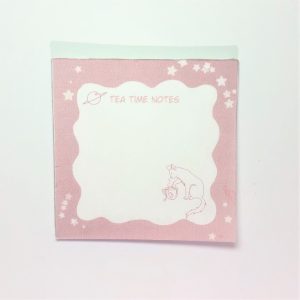 Product Image and Link for Tea Time Space Cat Notes 3×3 inch Note Pad
