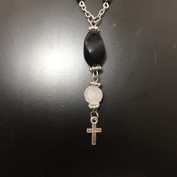 Product Image and Link for Rosary Style Handmade Black and White Necklace