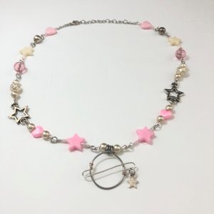 Product Image and Link for Outer Space Girl Pink Charms Planet Wire Wrapped Necklace