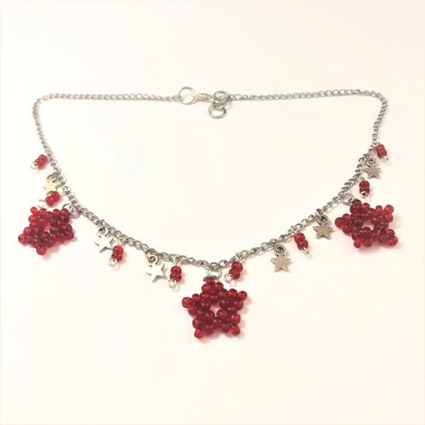 Product Image and Link for Red Falling Star Choker Beaded Necklace