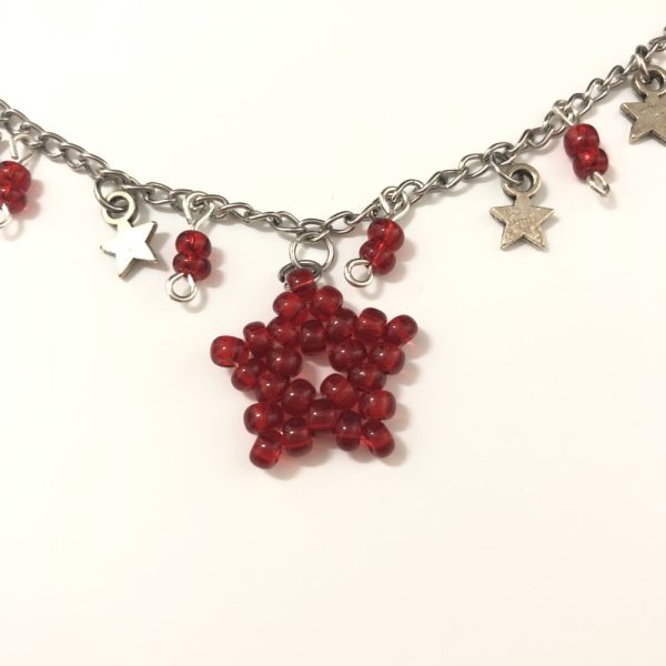 Product Image and Link for Red Falling Star Choker Beaded Necklace