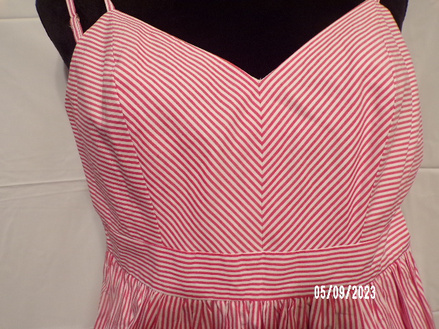 J Crew Spaghetti Strap Dress Dark Pink & White Striped 00 NWT