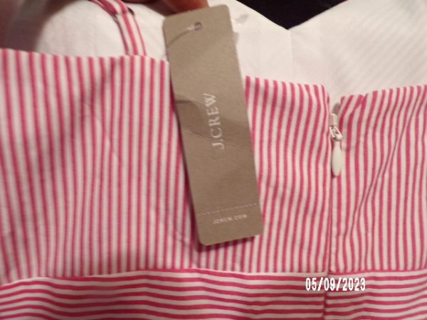 Product Image and Link for J Crew Spaghetti Strap Dress Dark Pink & White Striped 00 NWT