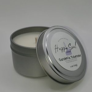 Product Image and Link for Gardenia Tuberose Soy Candle 4 oz Travel Tin