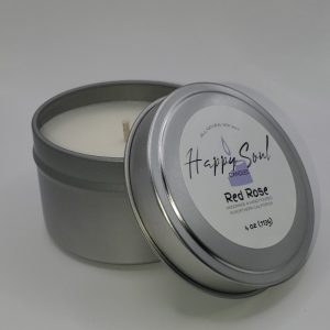 Product Image and Link for Red Rose Soy Candle 4 oz Travel Tin