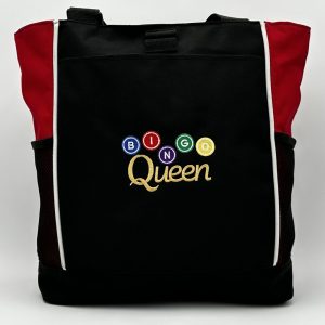 Product Image and Link for One-of-a-kind Design Panel Tote Bag Embroidered “BINGO Queen”
