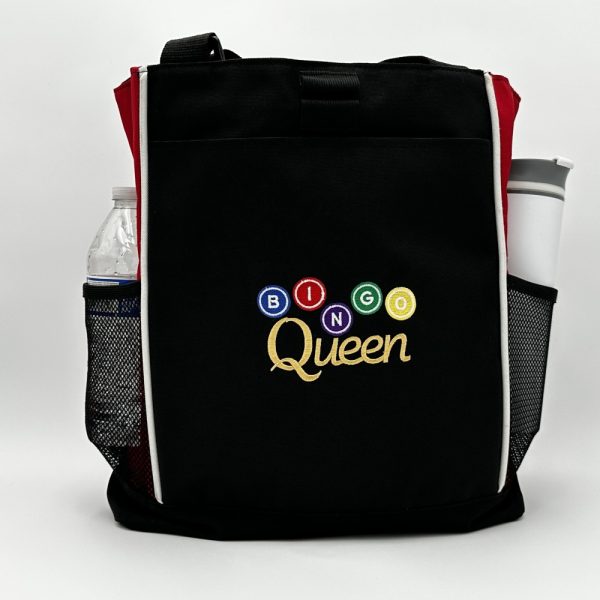 Product Image and Link for One-of-a-kind Design Panel Tote Bag Embroidered “BINGO Queen”