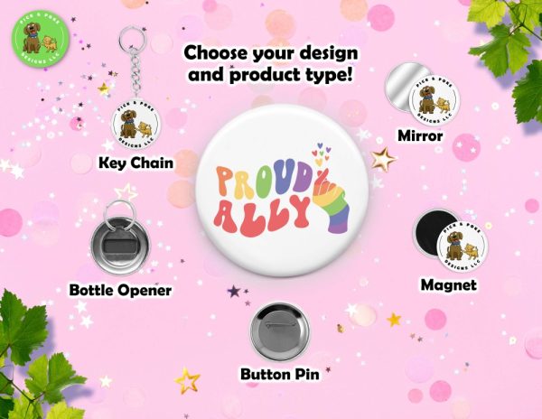 Product Image and Link for LGBTQIA2S+ Ally and Pride Month Button Pins and Accessories