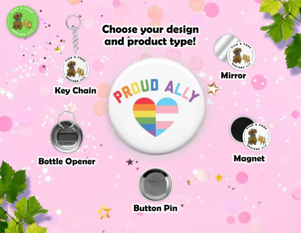 Product Image and Link for LGBTQIA2S+ Ally and Pride Month Button Pins and Accessories