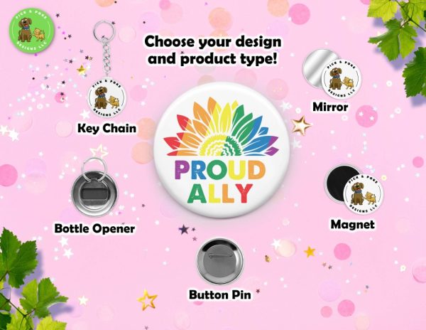 Product Image and Link for LGBTQIA2S+ Ally and Pride Month Button Pins and Accessories