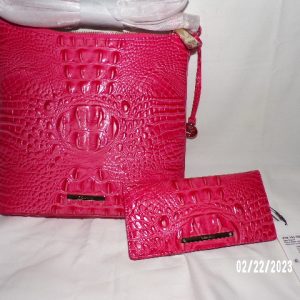Product Image and Link for Brahmin Petal Melbourne Croc Embossed Leather Cross Body Purse w/ Wallet HARD TOFIND NEW