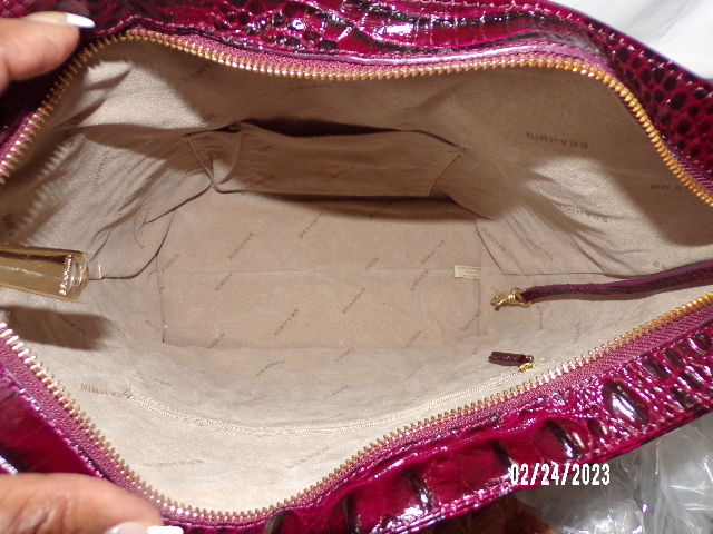 Brahmin Small Harrison Hobo Black Cherry Leather Crossbody Bag