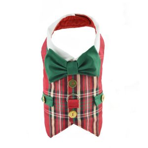 Product Image and Link for Red Plaid Dog Christmas Holiday Vest