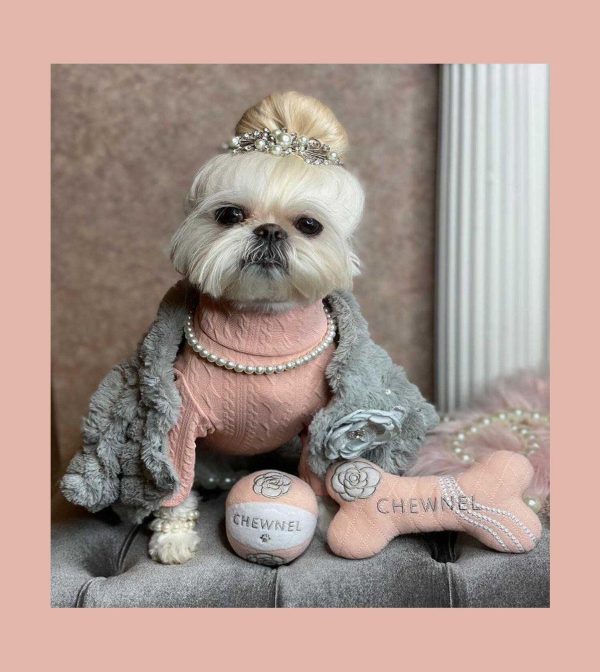 Product Image and Link for Chewnel Pink Pearls Bone Dog Toy