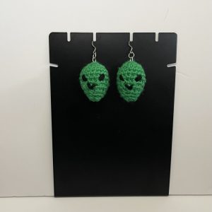 Product Image and Link for Happy Green Space Alien Babe Earrings We Come in Peace