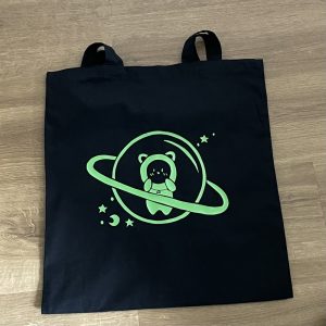 Product Image and Link for Green Space Bear Black Tote Bag
