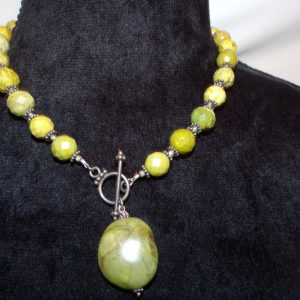 Product Image and Link for 1950’s Sarah Coventry Olive Green Facet Cut Beads Necklace