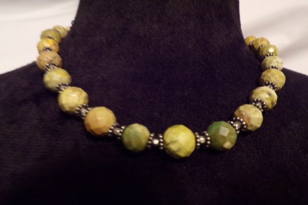 Product Image and Link for 1950’s Sarah Coventry Olive Green Facet Cut Beads Necklace