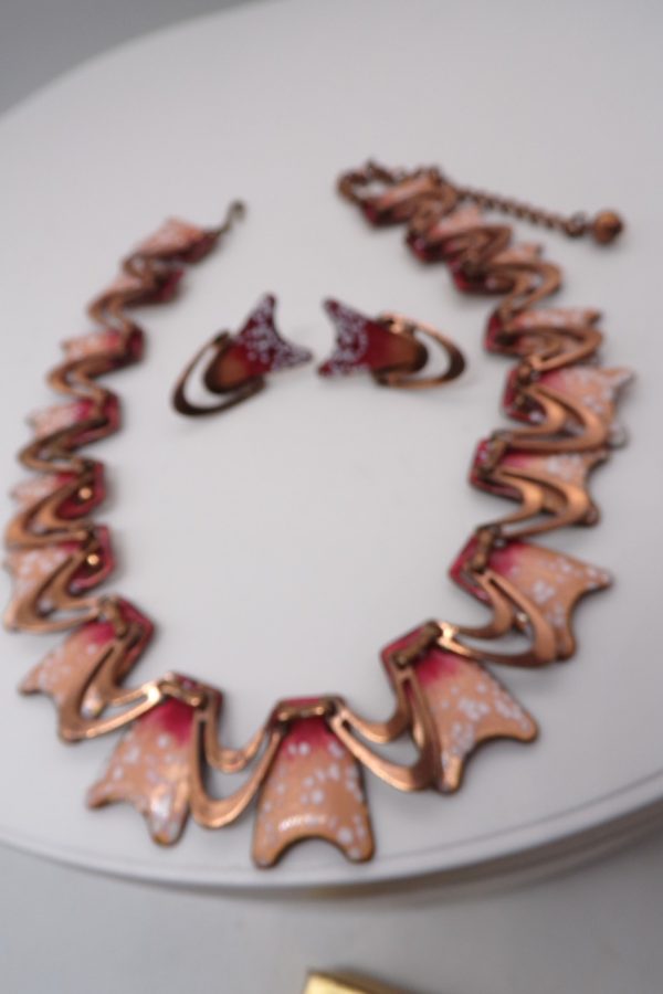 Product Image and Link for Vintage Enamel on Copper Necklace & Earrings Set Renoir Matisse