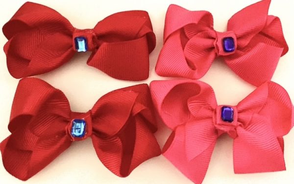 Product Image and Link for 4- Piece Assorted Color 2″ Bows W/Little Rhinestone In the Center