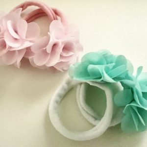 Product Image and Link for 4- Piece Assorted Pastel Colors L’il Flowers Ponytail Holder