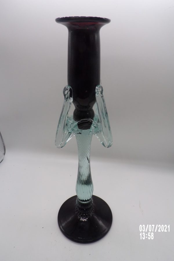 Product Image and Link for Gorgeous Black Amethyst & Clear Crystal Candle Stick Holder 10 5/8″